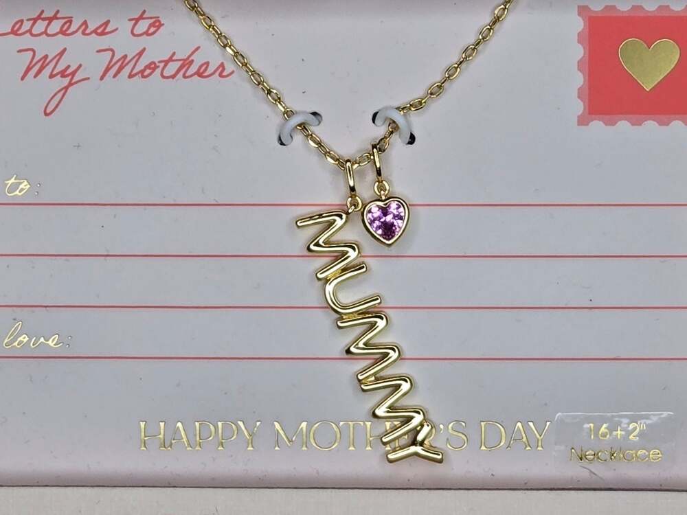 Mia Sarine 14kt Gold Flash Plated Mummy Letter Necklace with Heart Charm
